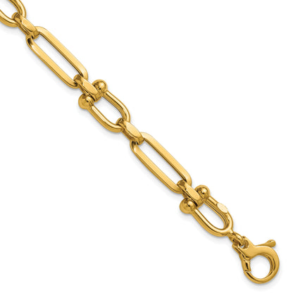 14k Polished 7.3mm Fancy Cable Link 7.75 inch Bracelet