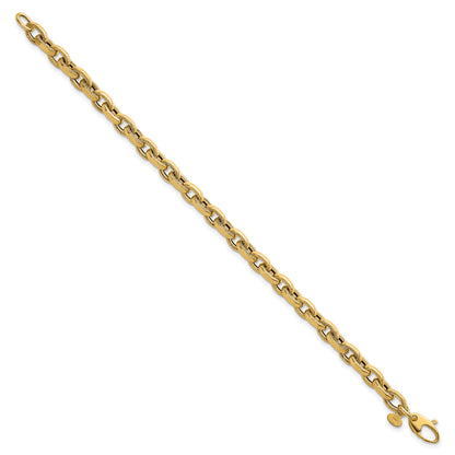 14k Polished Fancy Textured Oval Open Link 7.5 inch Bracelet