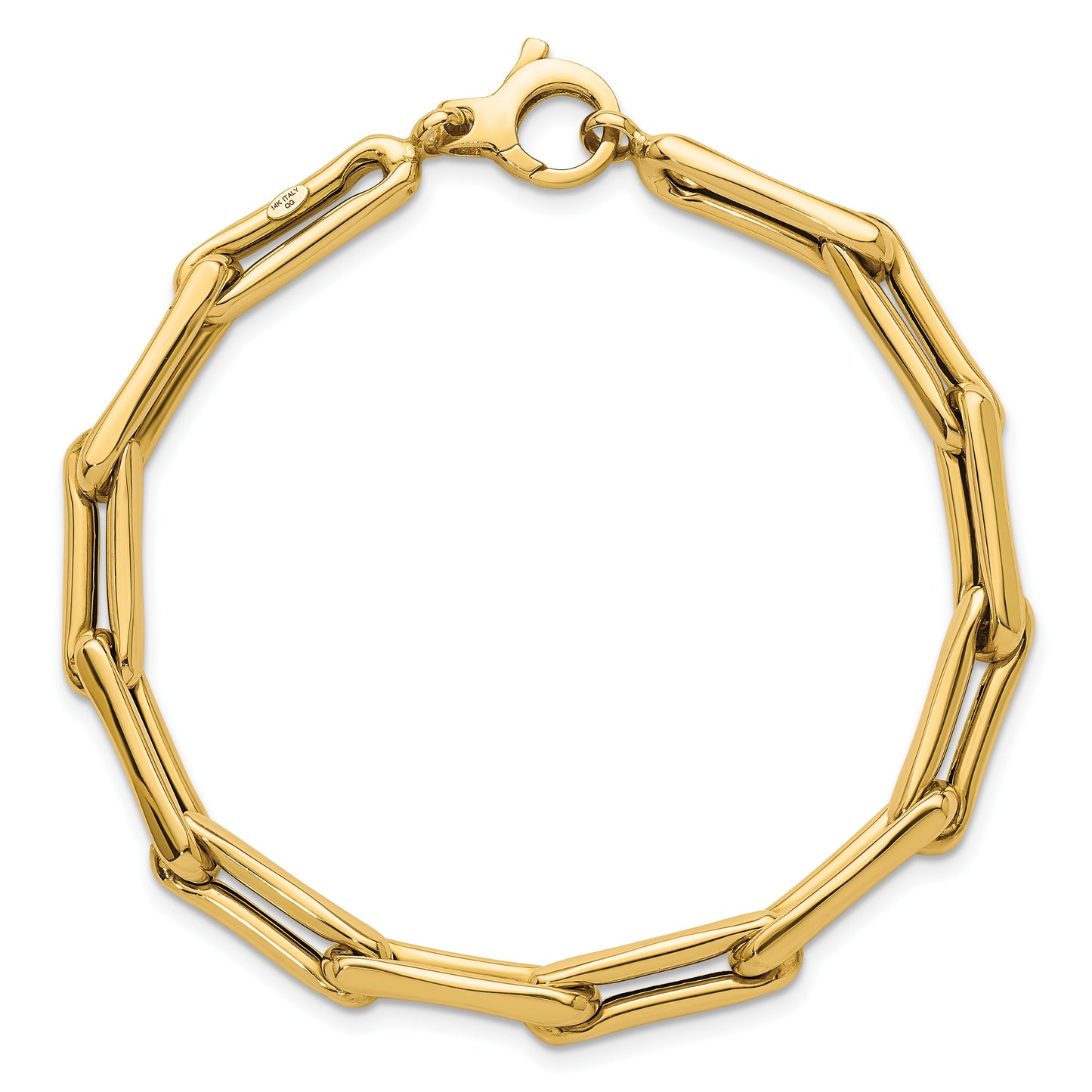 14k Polished 5.7mm Fancy Long Link 7.5 inch Bracelet