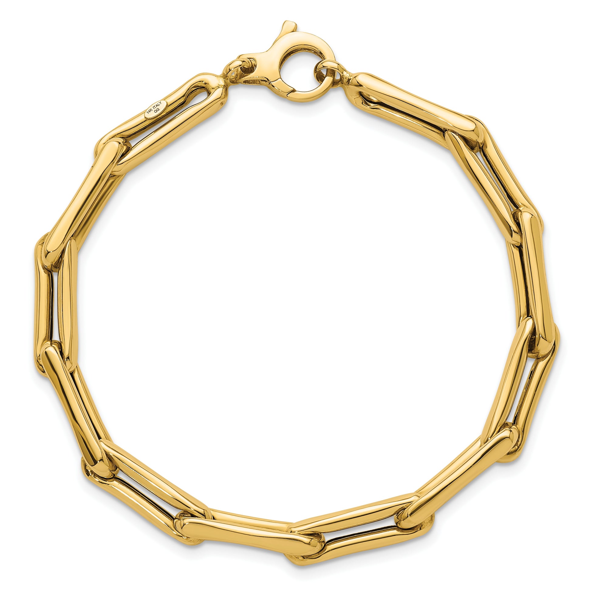 14k Polished 5.7mm Fancy Long Link 7.5 inch Bracelet