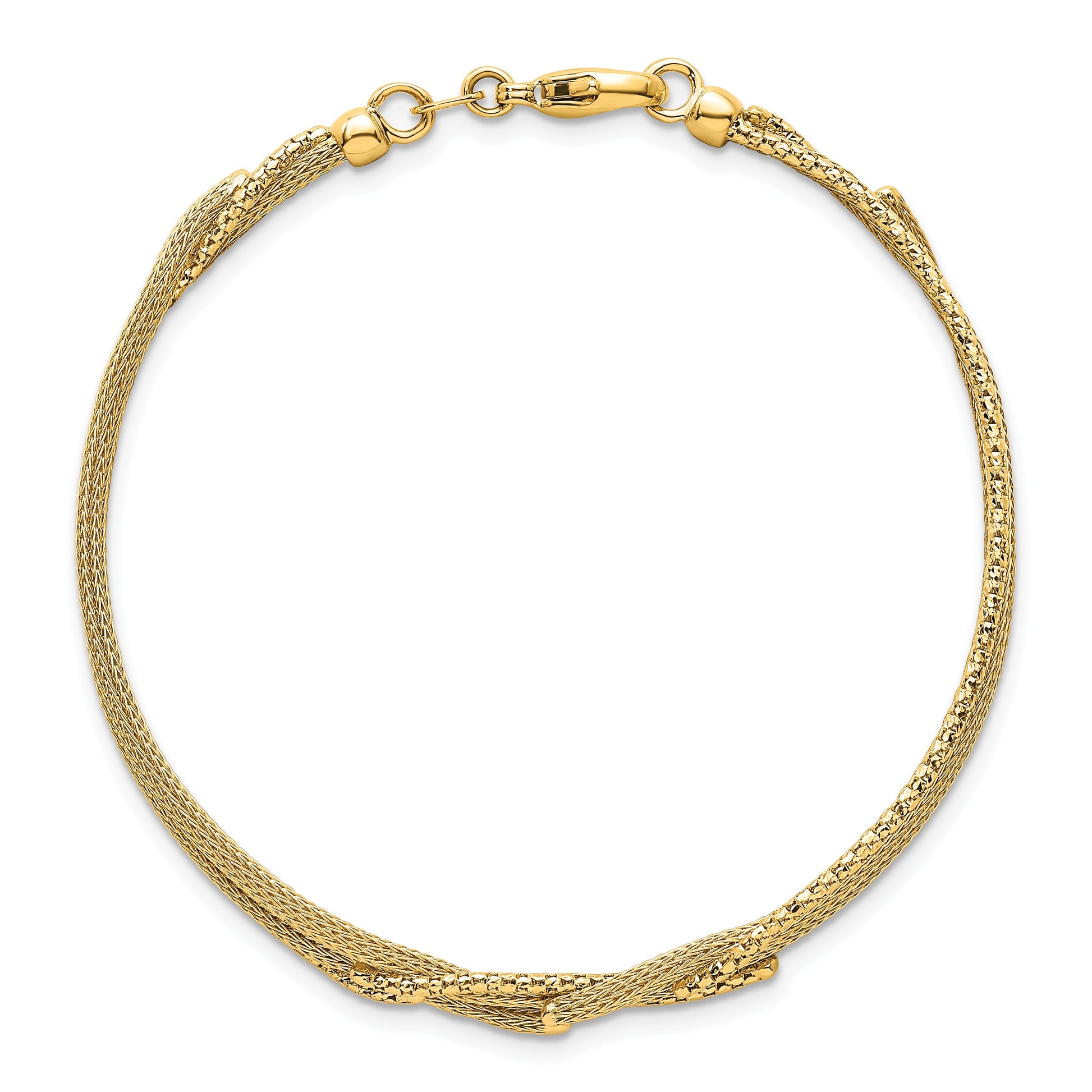 14K Textured Woven Mesh Fancy 7.5 inch Bracelet