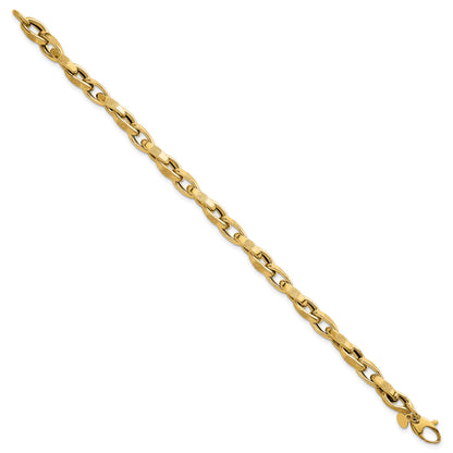 14k Polished Fancy Textured Oval Twisted Open Link 7.5 inch Bracelet