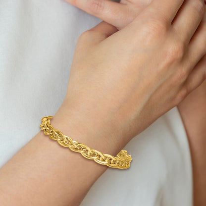 14k Polished 5.2mm Fancy Rope Link 7.5 inch Bracelet