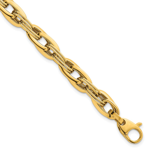 14k Polished 8.2mm Lightweight Fancy Link 7.5 inch Bracelet