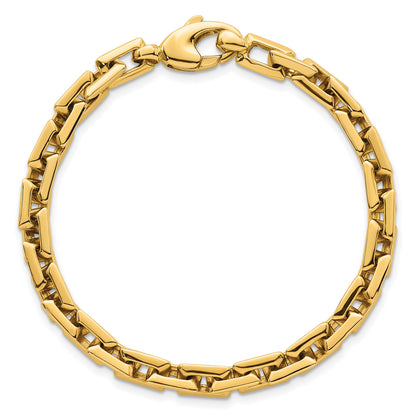 14k Polished 6.25mm Fancy Square Link 7.25 inch Bracelet