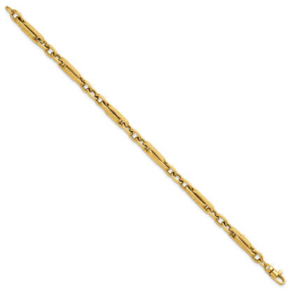 14k Polished and Textured 4.8mm Greek Key Design Links 7.75 inch Bracelet
