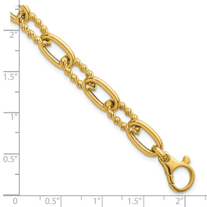 14K Polished 8mm Fancy and Twisted Oval Link 7.5 inch Bracelet