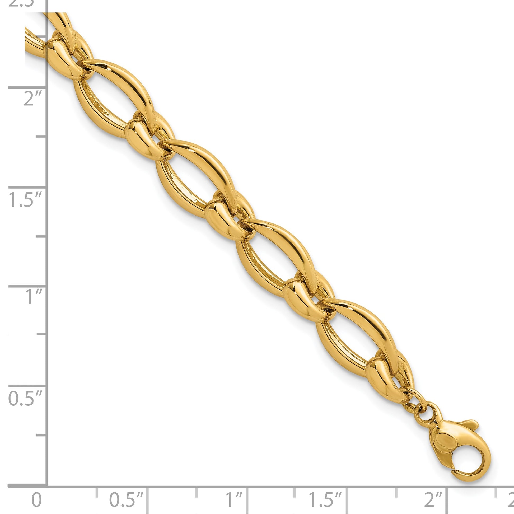 14k Polished 8.75mm Round and Oval Fancy Link 7.5 inch Bracelet