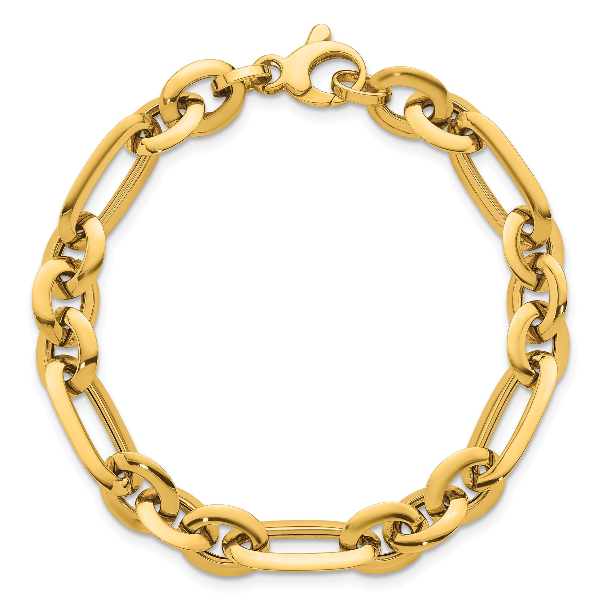 14k Polished 7.75mm Long Knife Edge Link 7.5 inch Bracelet