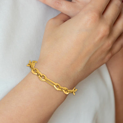 14k Polished 7.75mm Long Knife Edge Link 7.5 inch Bracelet