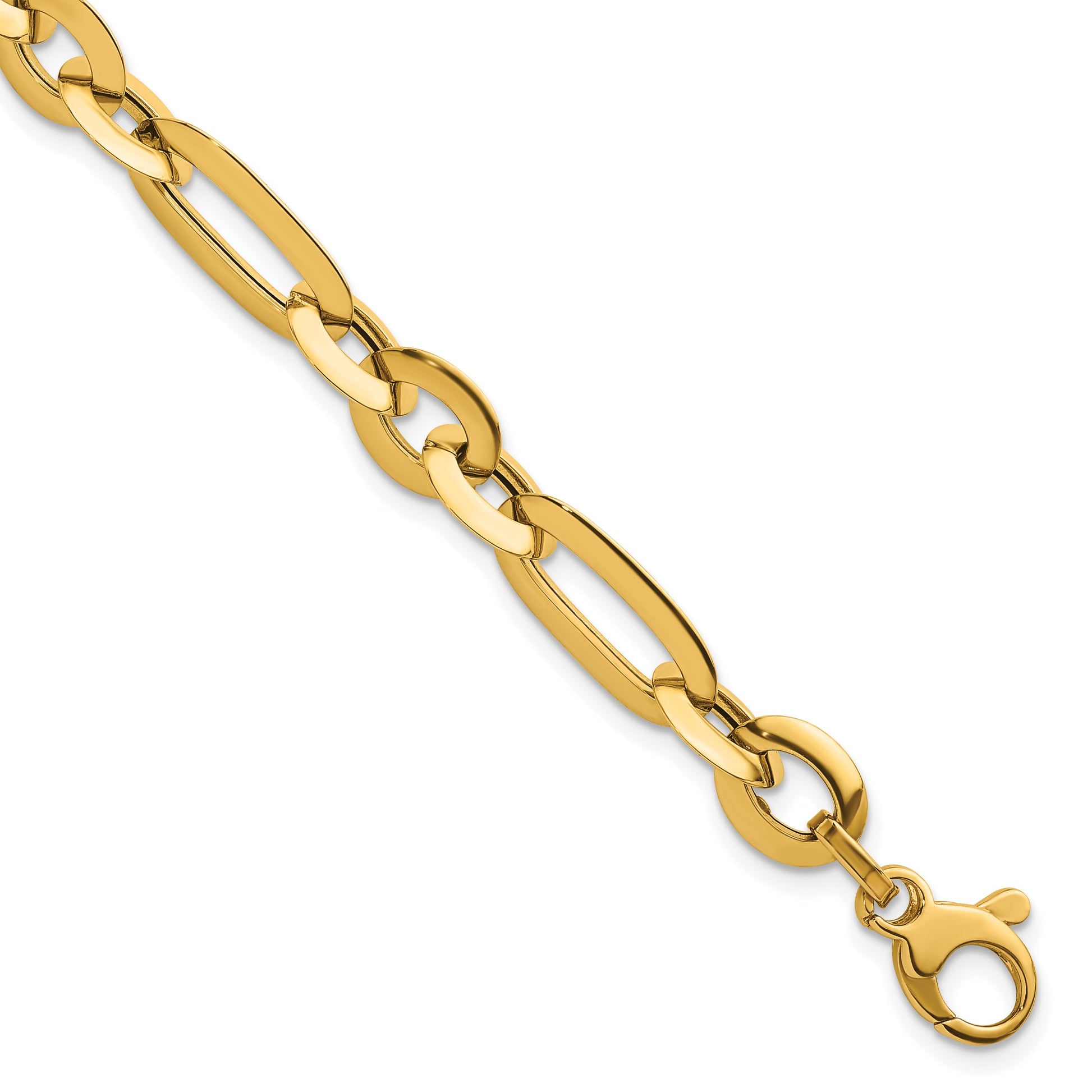 14k Polished 7.75mm Long Knife Edge Link 7.5 inch Bracelet