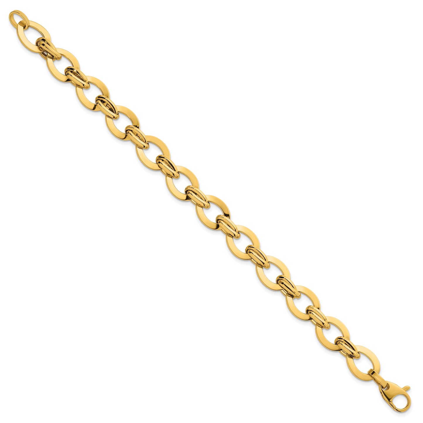 14k Polished 10.8mm Lightweight Oval Fancy Link 7.75 inch Bracelet