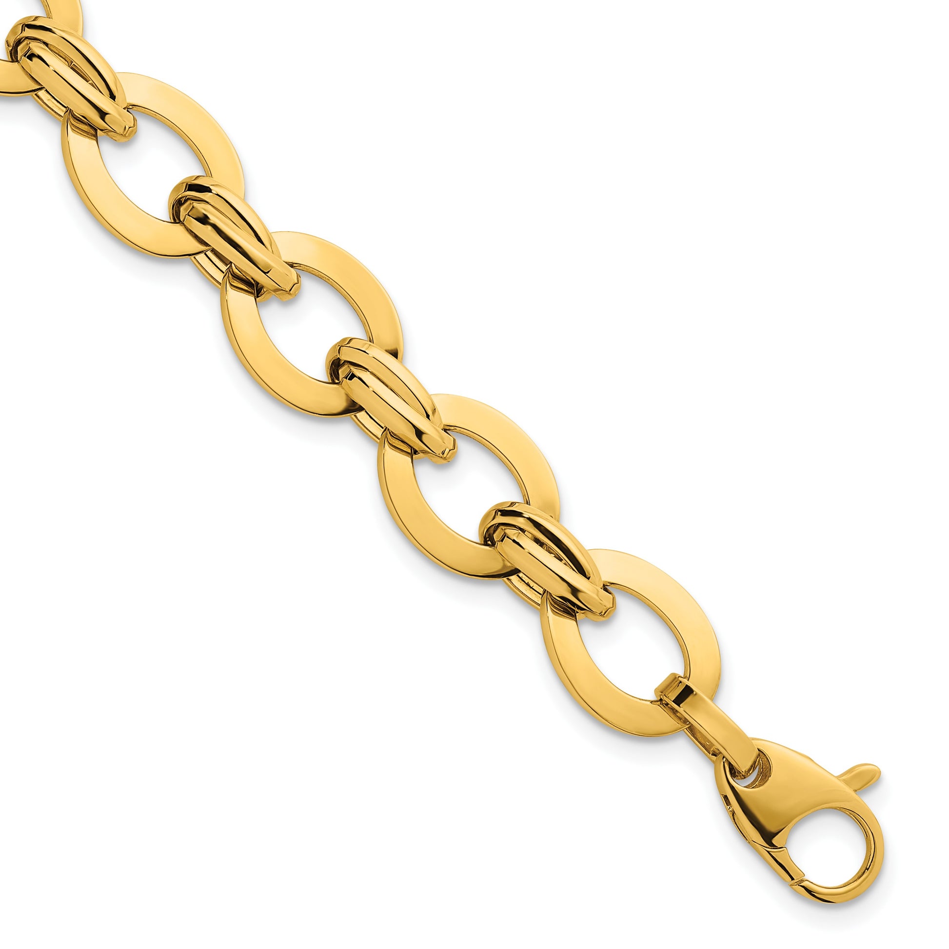 14k Polished 10.8mm Lightweight Oval Fancy Link 7.75 inch Bracelet