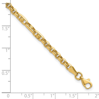 14k Polished and Diamond-cut 3.9mm Fancy Link 7.5 inch Bracelet