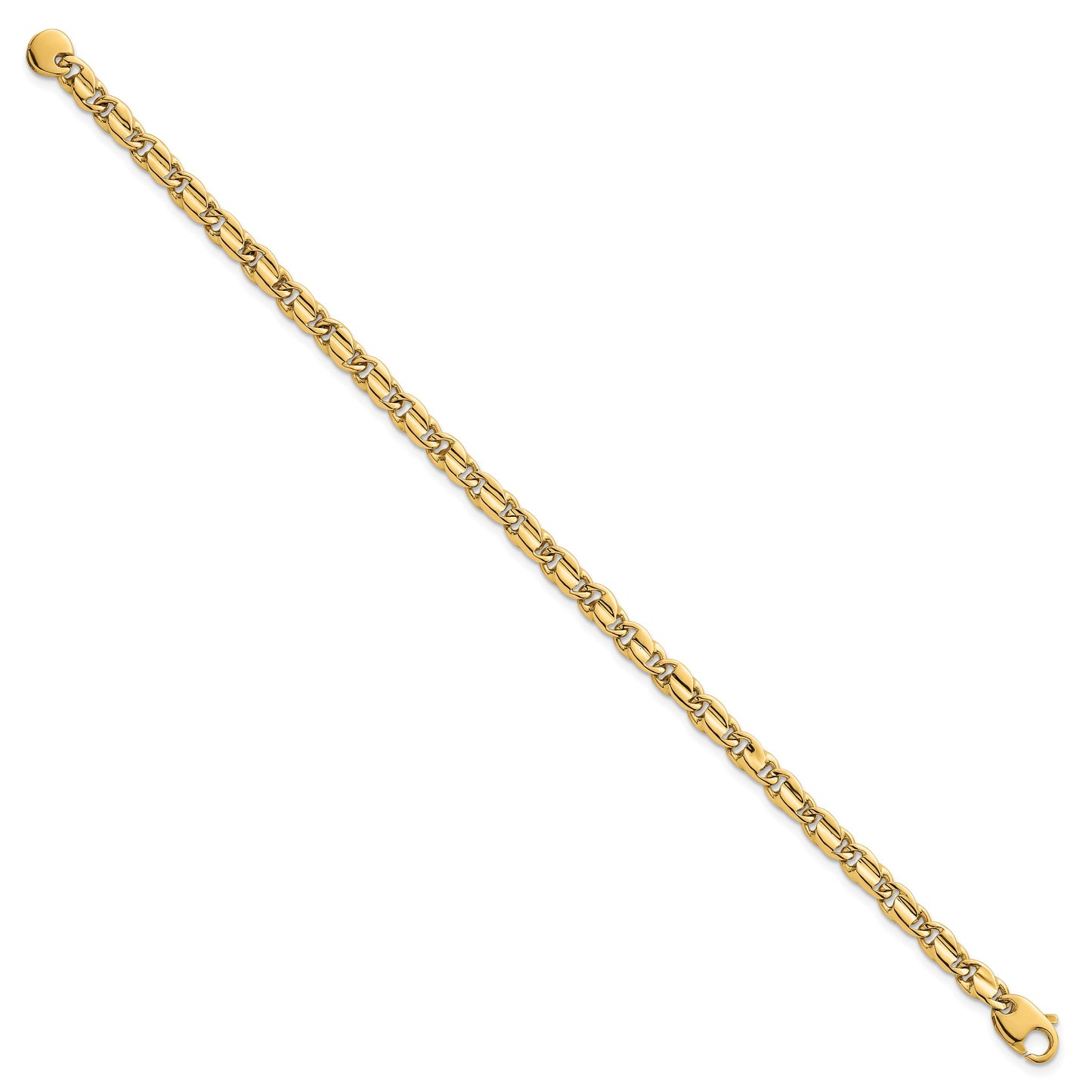 14k Polished 4.5mm Fancy Flat Link 7.25 inch Bracelet