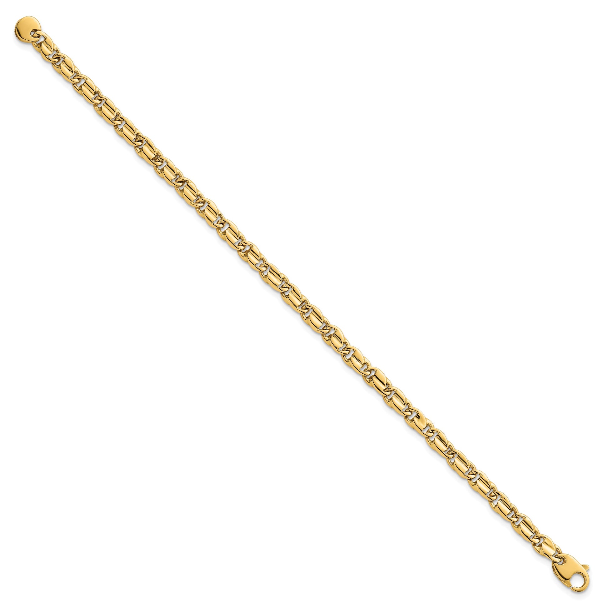14k Polished 4.5mm Fancy Flat Link 7.25 inch Bracelet