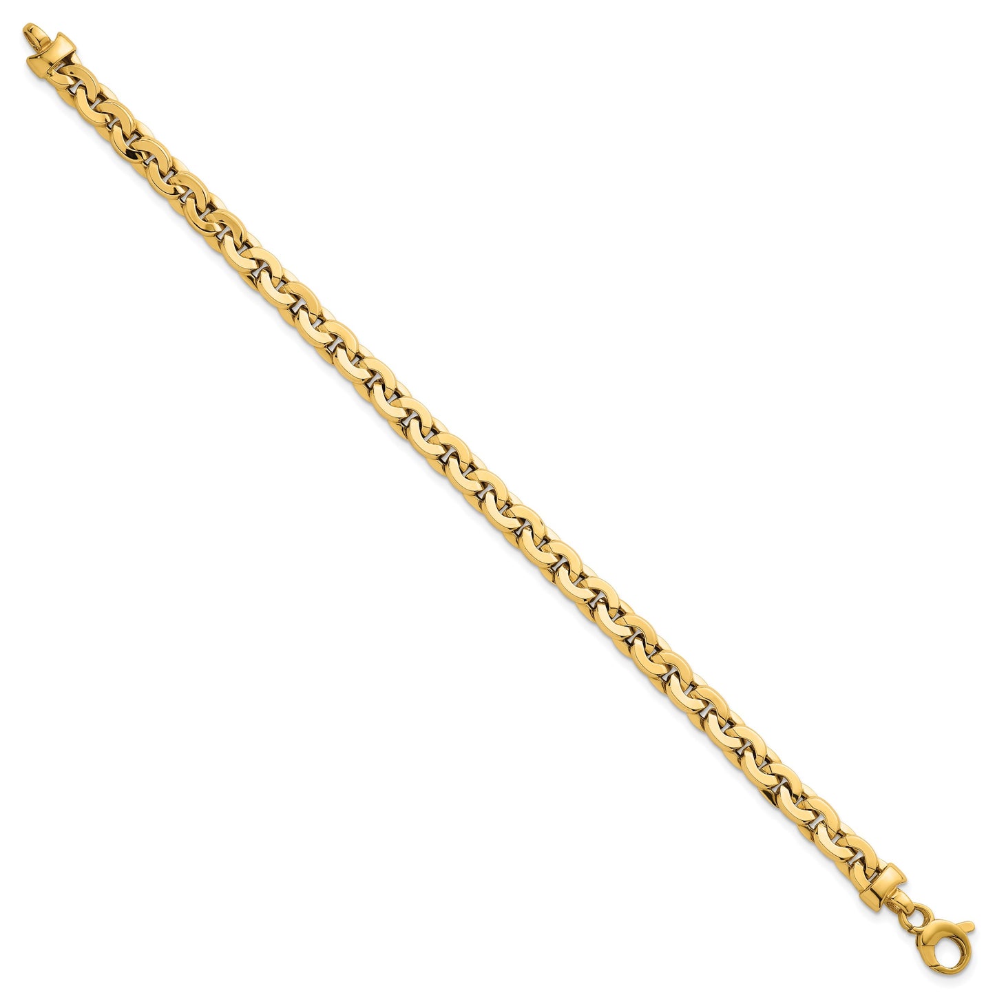 14K Polished 5.75mm Fancy Cable Link 7.5 Inch Bracelet