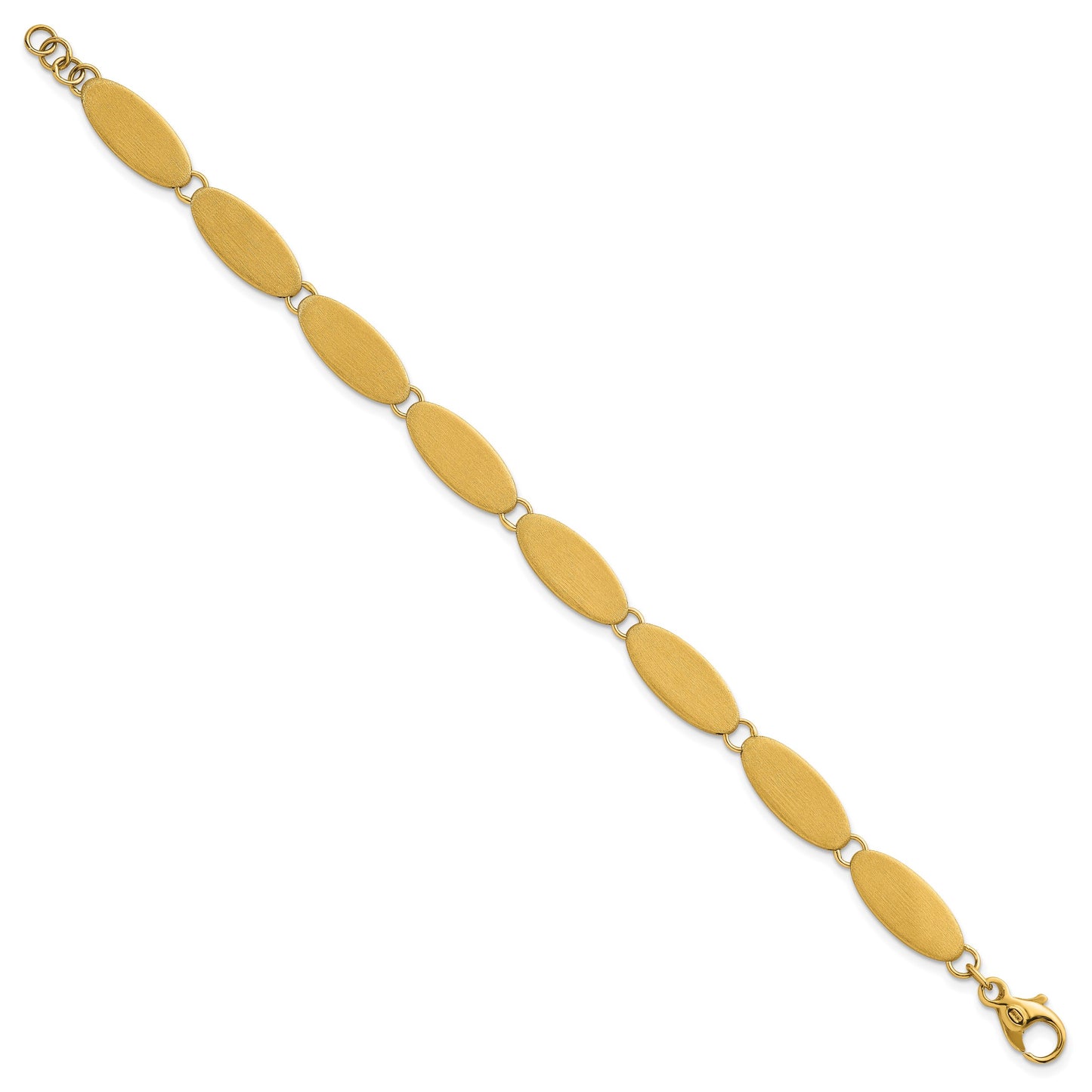 14k Brushed 8mm Fancy Ovals 7 inch Bracelet