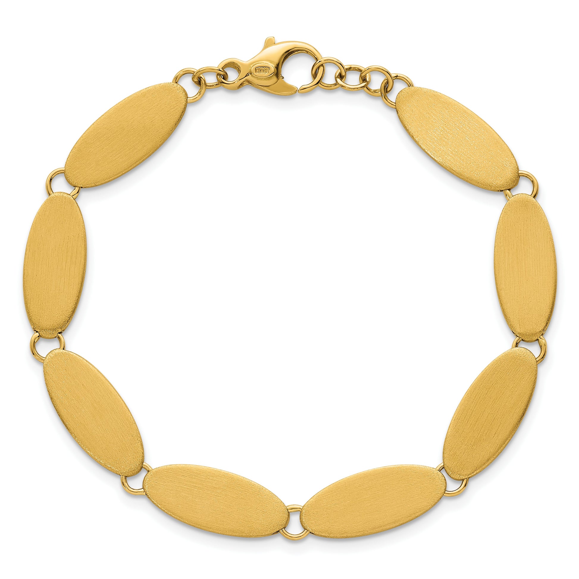 14k Brushed 8mm Fancy Ovals 7 inch Bracelet