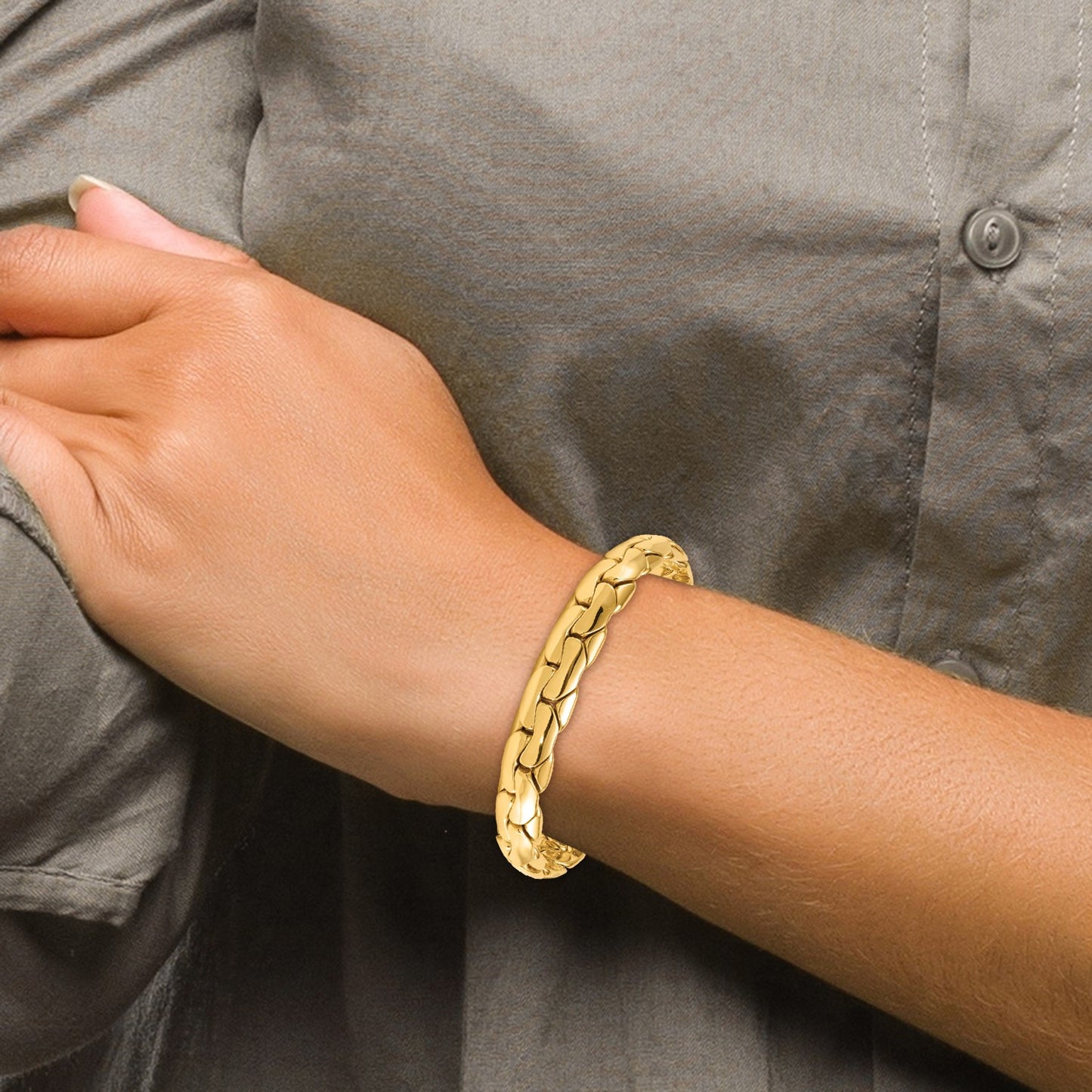 14k Polished 9.3mm Lightweight Fancy Link 7.5 inch Bracelet