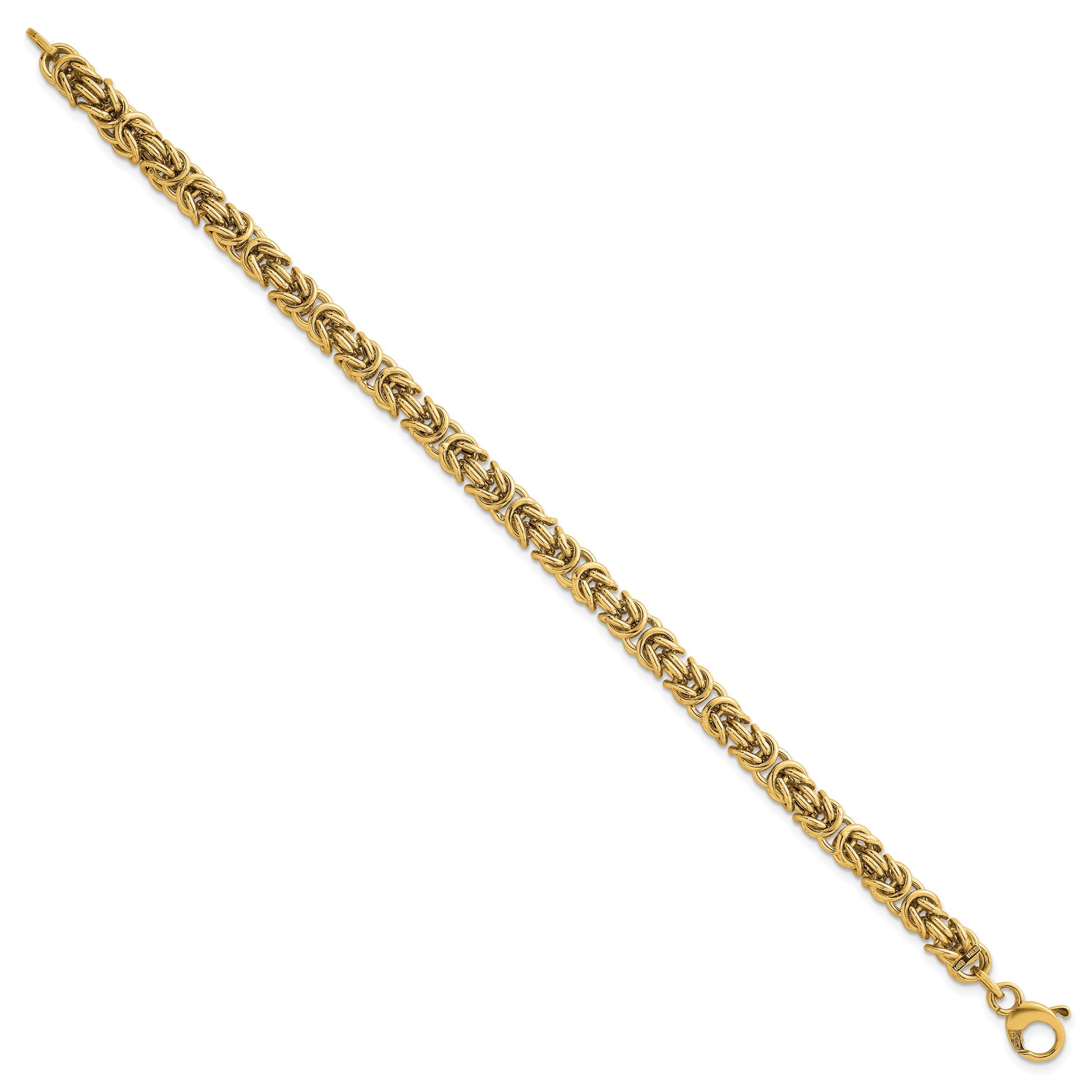 14K Polished 5.75mm Fancy Rounded Byzantine Link 7.5 inch Bracelet