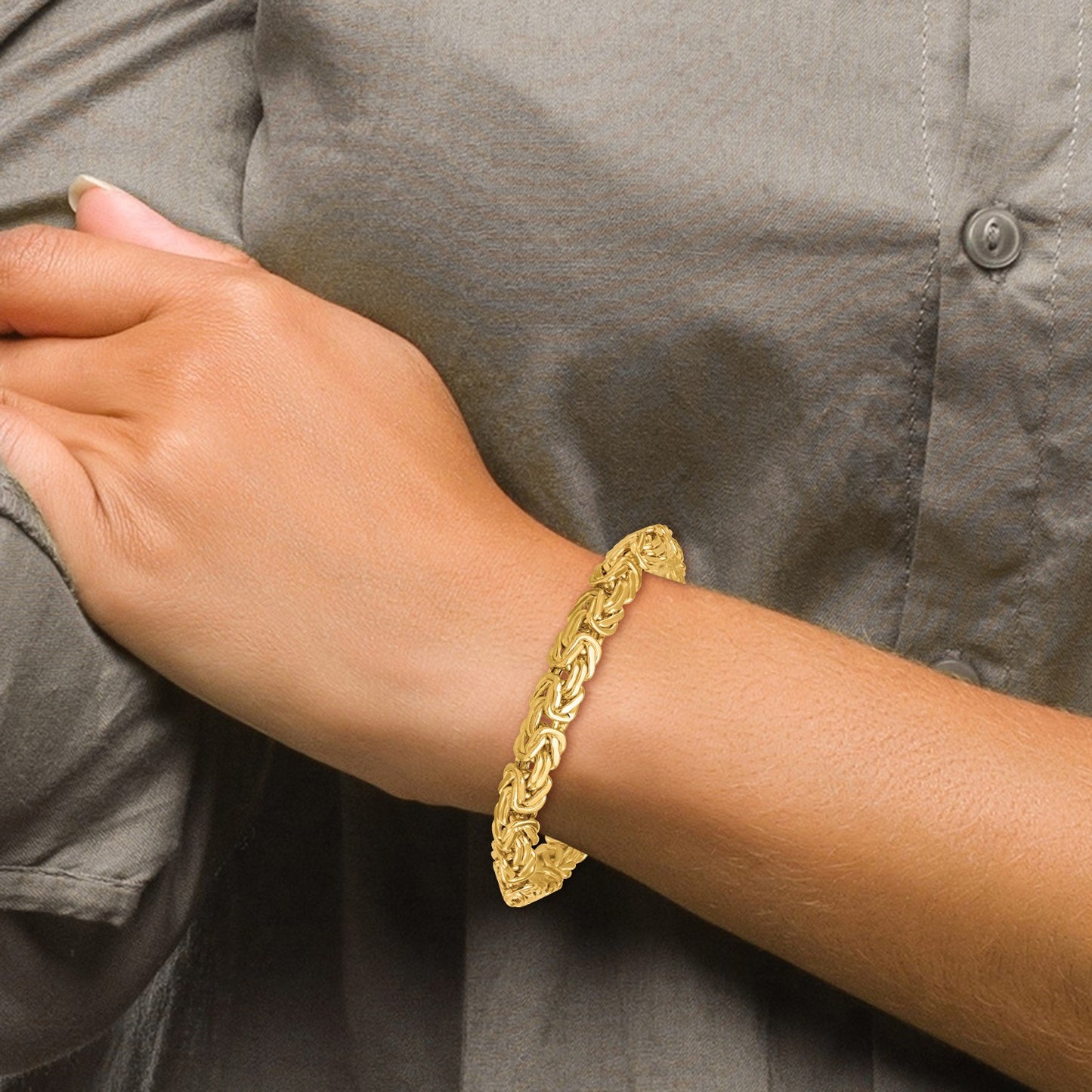 14k Polished 8.5mm Knife Edge Byzantine Link 7.5 inch Bracelet