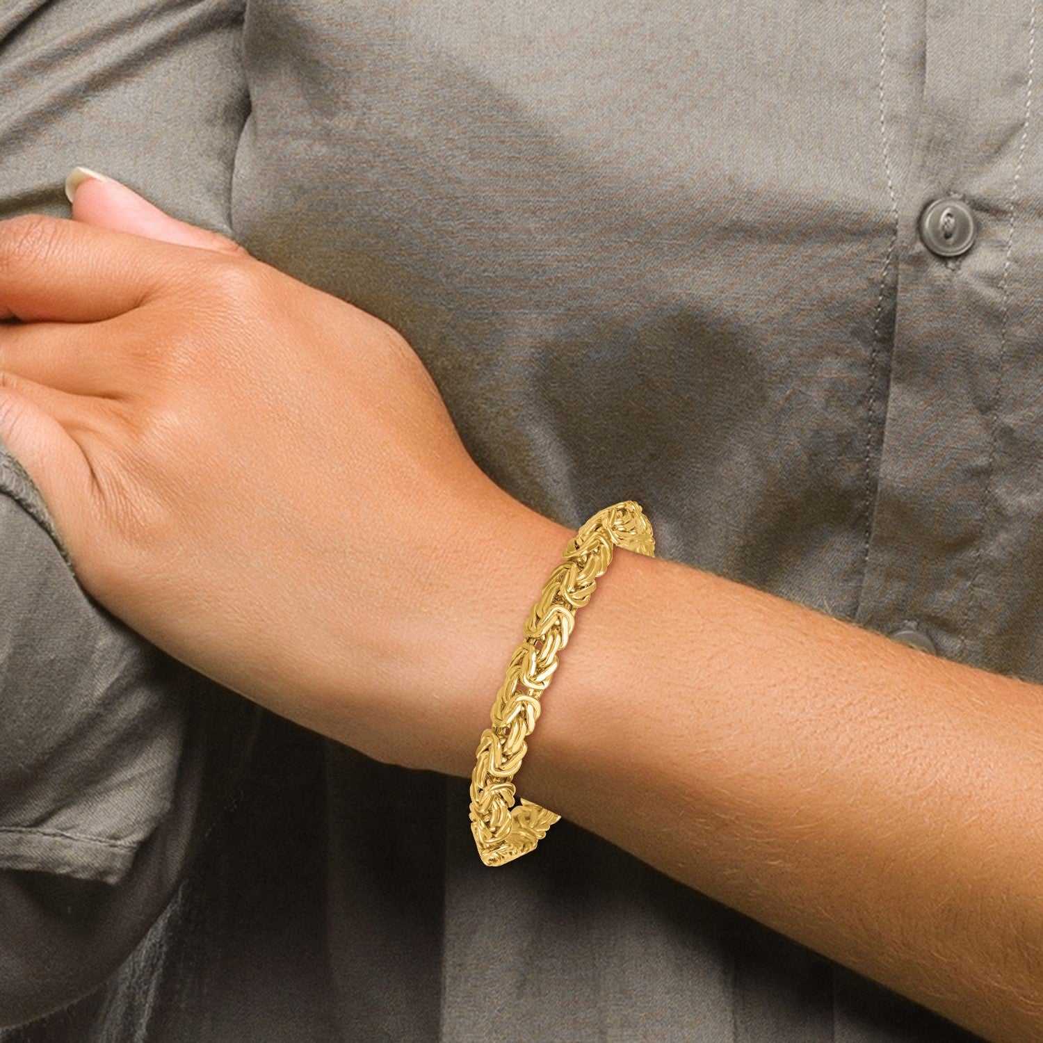14k Polished 8.5mm Knife Edge Byzantine Link 7.5 inch Bracelet