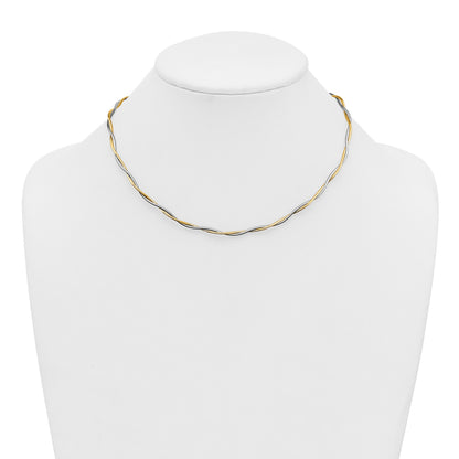 14k Two-tone Polished Twisted Round Omega 17 inch Necklace