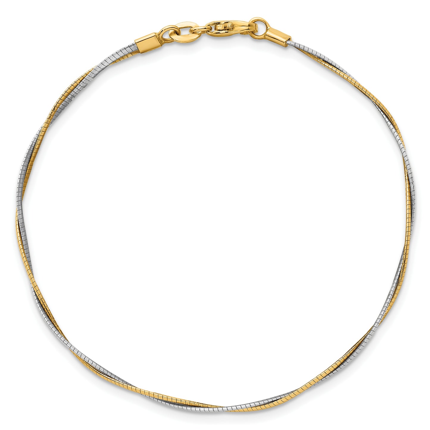 14k Two-tone Polished Twisted Round Omega 7.5 inch Bracelet