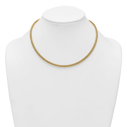 14k Polished and Diamond-cut Round Woven Wire 17 inch Necklace
