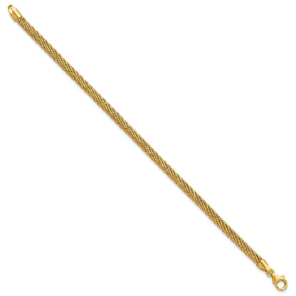 14k Polished and Diamond-cut Round Woven Wire 7.5 inch Bracelet