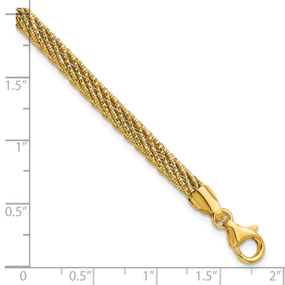 14k Polished and Diamond-cut Round Woven Wire 7.5 inch Bracelet