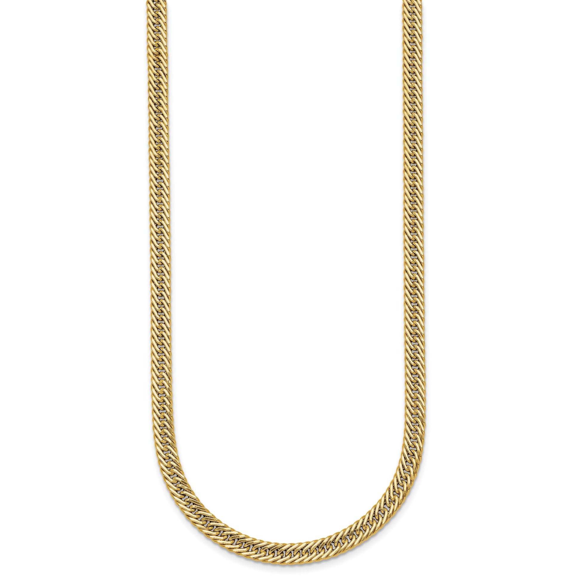 14k Polished Fancy Hollow Curb Link 17 inch Necklace