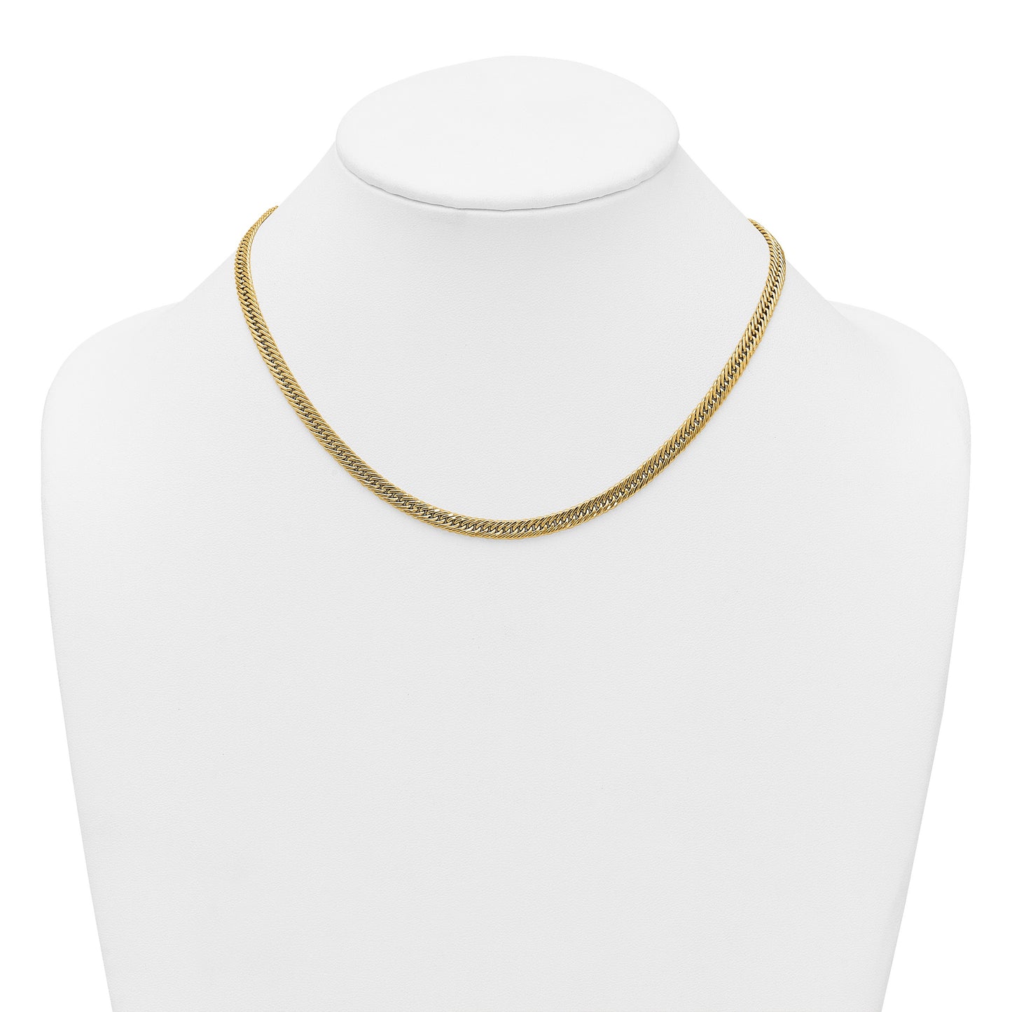 14k Polished Fancy Hollow Curb Link 17 inch Necklace