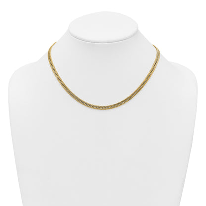 14k Polished Fancy Hollow Curb Link 17 inch Necklace