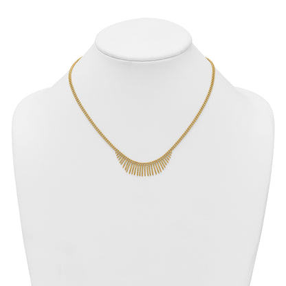 14k Polished and Textured Double Strand Multi Dangle 17 inch Necklace