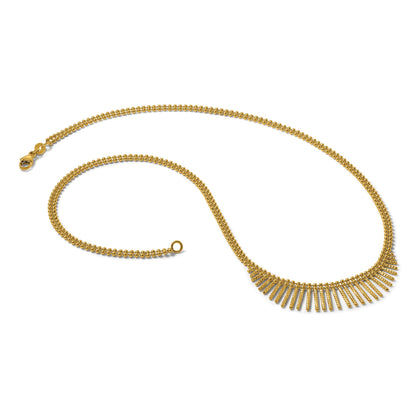 14k Polished and Textured Double Strand Multi Dangle 17 inch Necklace