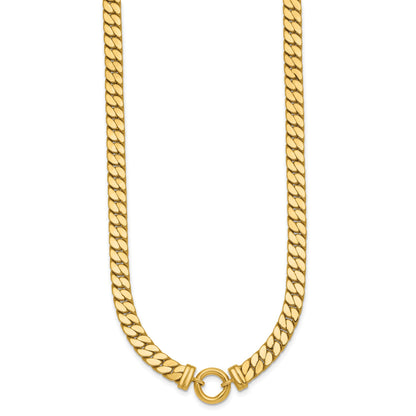 14k Polished Flat Curb Link with Center Circle Element 18 inch Necklace
