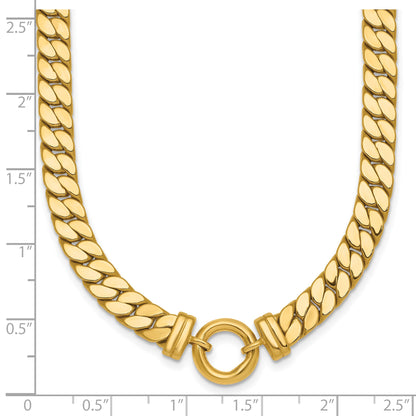 14k Polished Flat Curb Link with Center Circle Element 18 inch Necklace