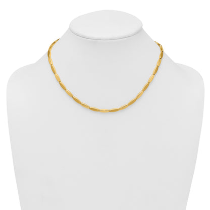 14k Brushed and Polished 4mm Fancy Oval Bar Link 16.75 inch Necklace