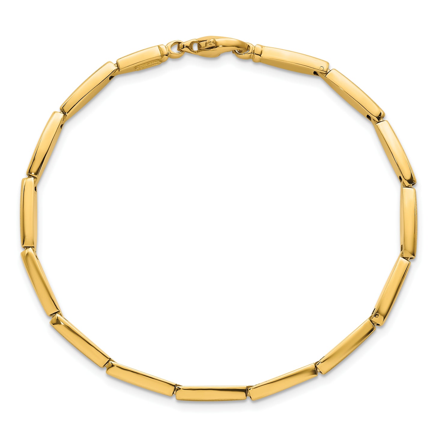 14k Brushed and Polished 4mm Fancy Oval Bar Link 7.5 inch Bracelet