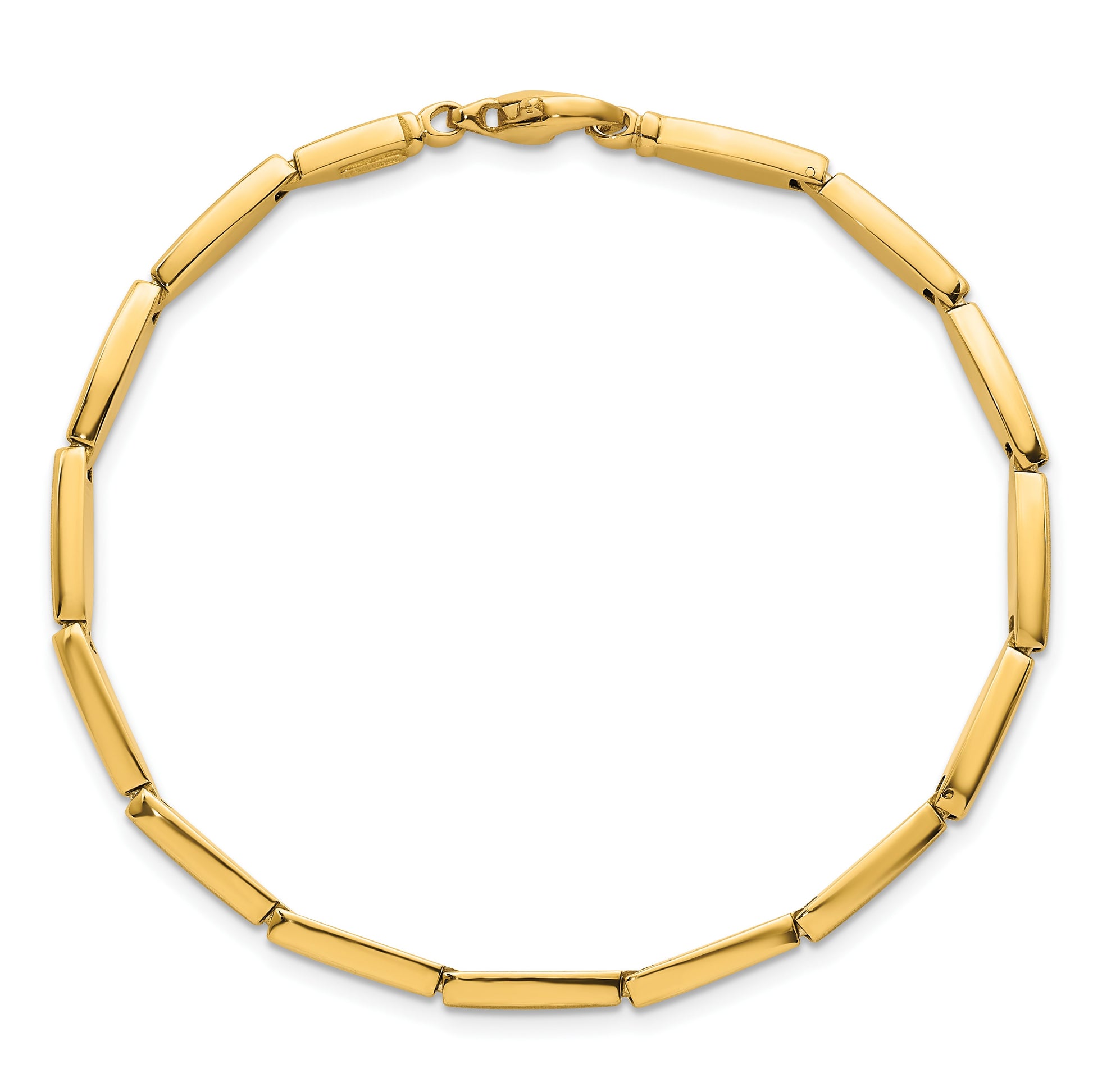 14k Brushed and Polished 4mm Fancy Oval Bar Link 7.5 inch Bracelet