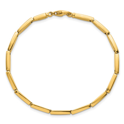 14k Brushed and Polished 4mm Fancy Oval Bar Link 7.5 inch Bracelet