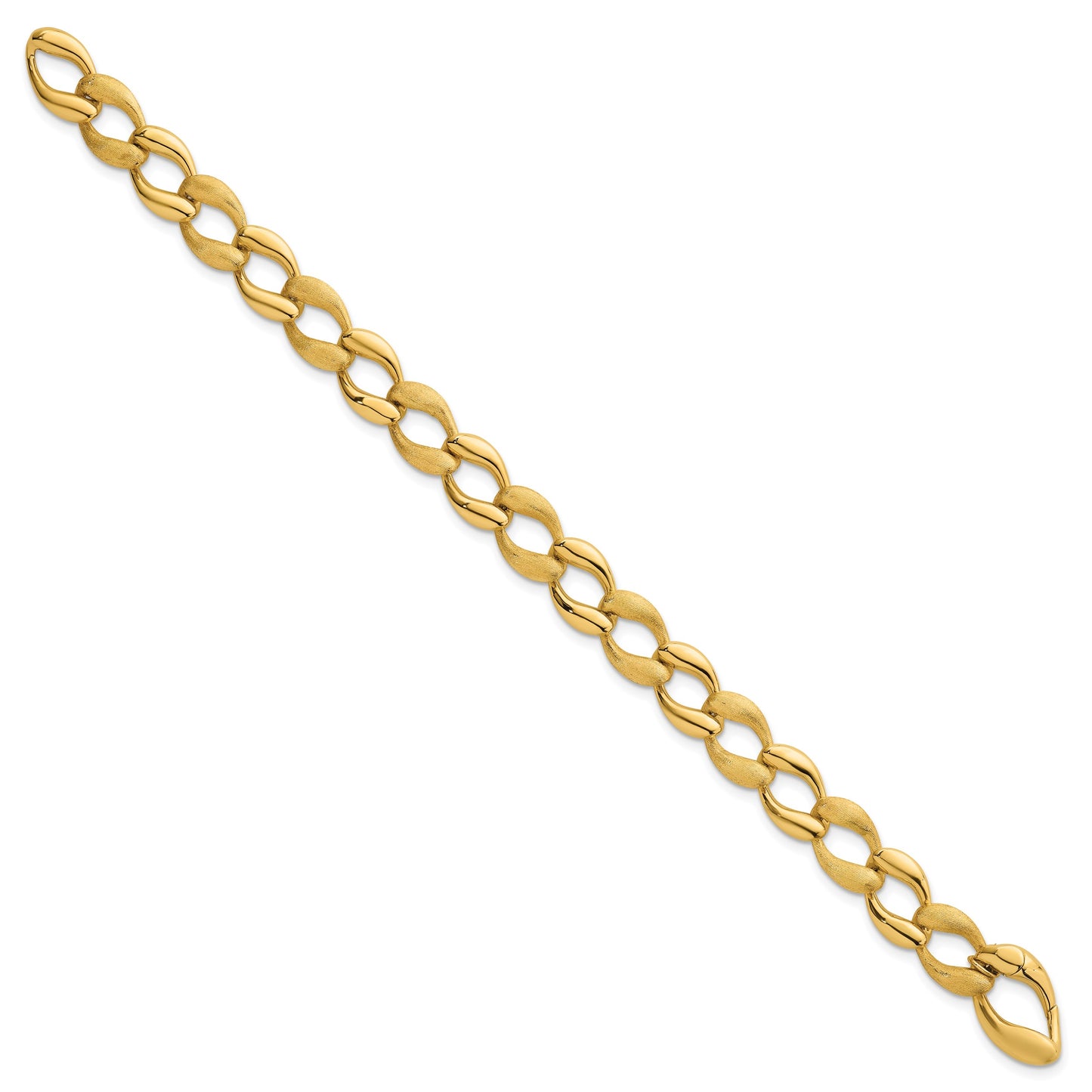 14k Brushed and Polished 9mm Fancy Curb Link 7 inch Bracelet