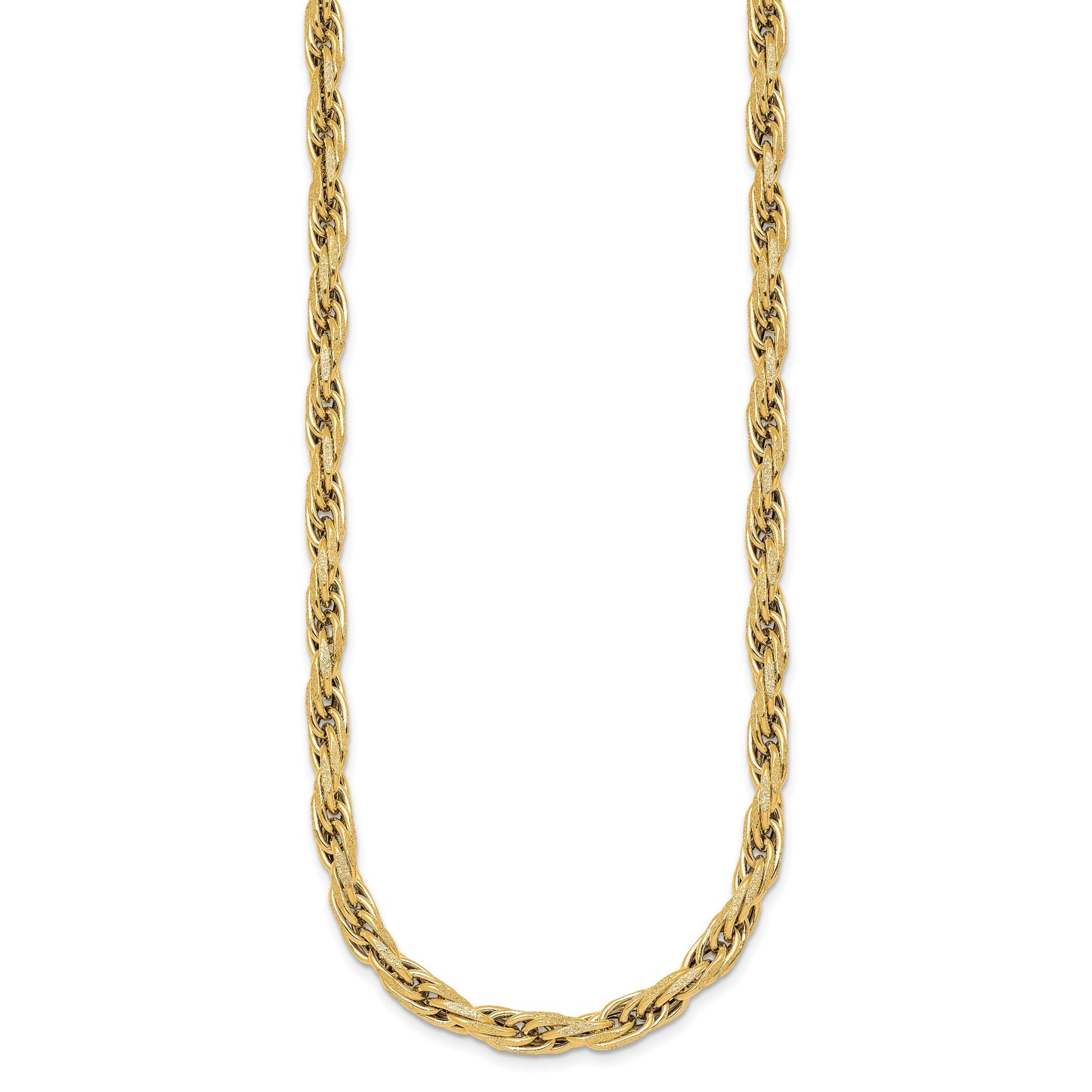 14k Polished And Textured 4.5mm Flat Rope Chain 18.25 inch Necklace