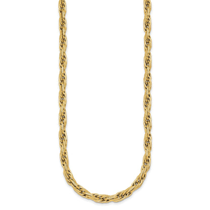 14k Polished And Textured 4.5mm Flat Rope Chain 18.25 inch Necklace