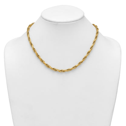 14k Polished And Textured 4.5mm Flat Rope Chain 18.25 inch Necklace