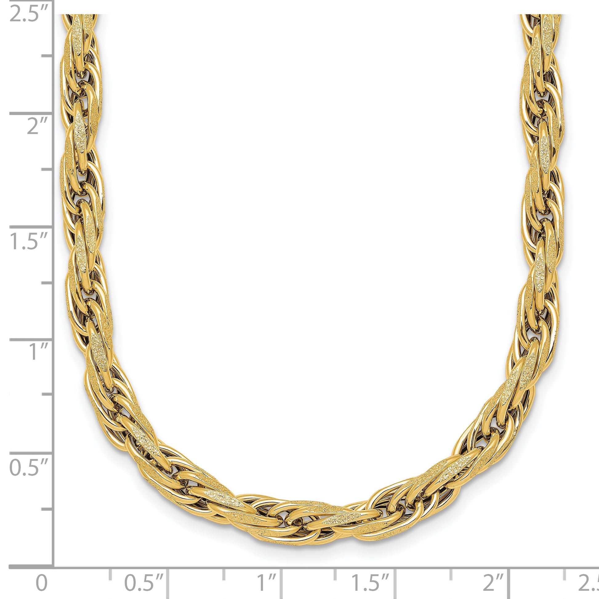 14k Polished And Textured 4.5mm Flat Rope Chain 18.25 inch Necklace