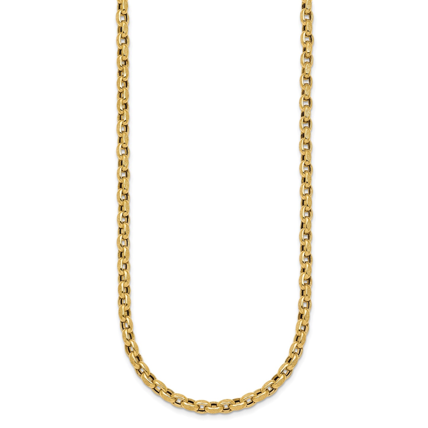 14k Polished 4mm Fancy Textured Rolo Link 17.25 inch Necklace