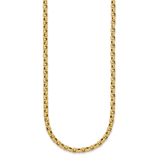 14k Polished 4mm Fancy Textured Rolo Link 17.25 inch Necklace